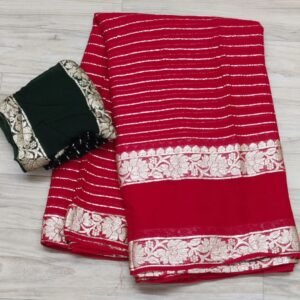 Pure Viscose Georgette Saree With Jacquard Border and Lining