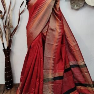 Maroon Colour raw silk weaving sarees