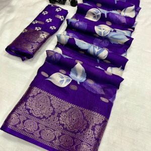 Latest Pure Dola silk with jequrd butti in all over saree