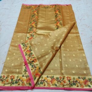 Gold Kota Doria Full Tissue Saree