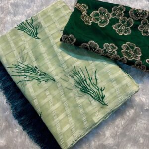 Latest online Moss Chiffon Chex Pattern Saree collections