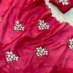 red sequence silk saree collections