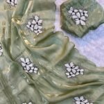 green sequence silk saree collections