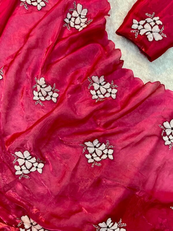 red sequence silk saree collections