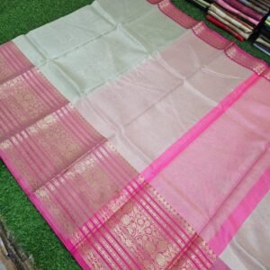 Fancy white Tissue Silk Kota Check Saree