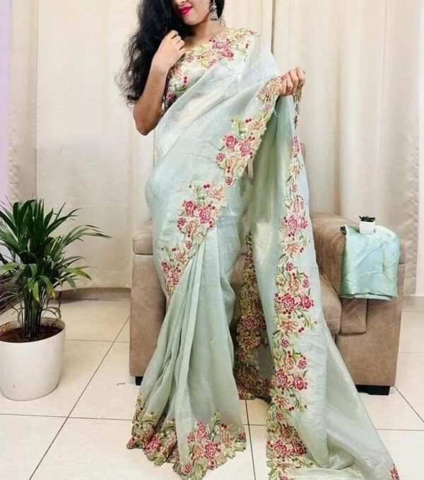 Wrinkle tissue soft designer sarees