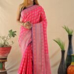 New Arrival of rani pink Banarasi Silk Saree