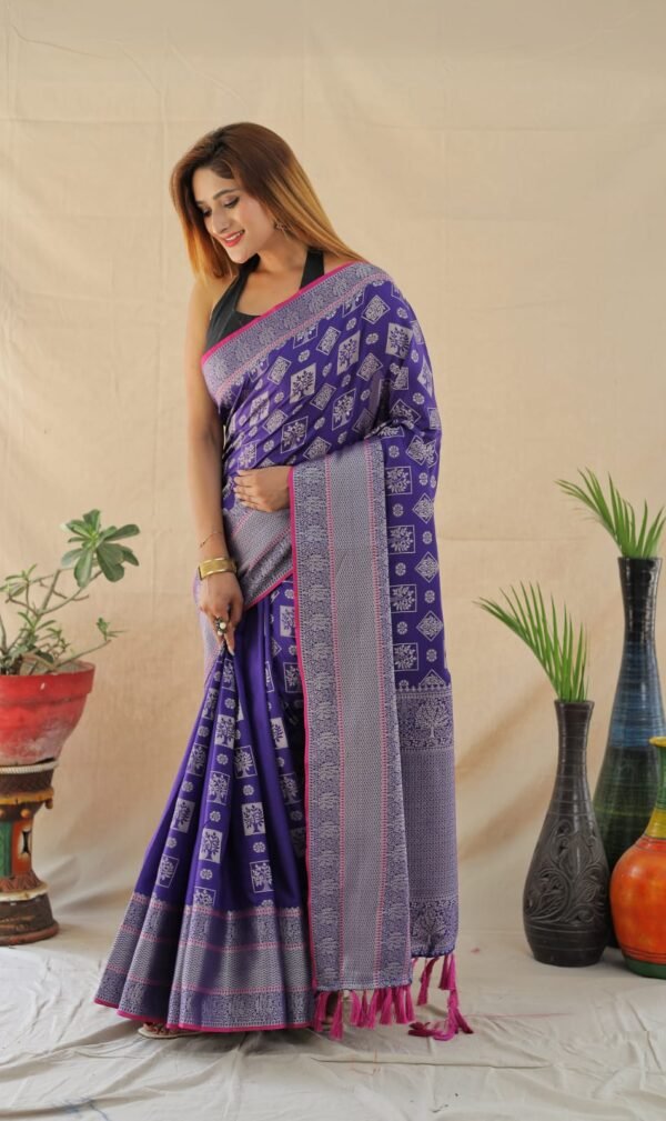 New Arrival of blue Banarasi Silk Saree