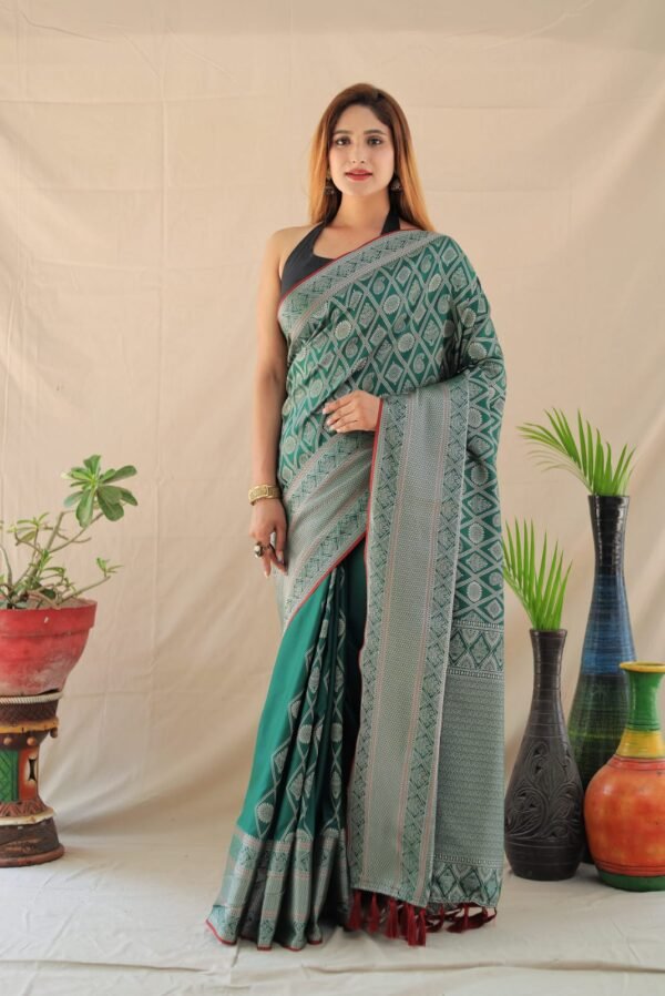 New Arrival of green Banarasi Silk Saree