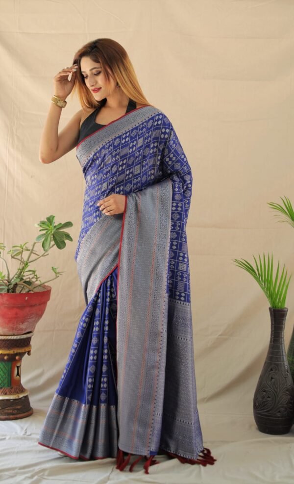 New Arrival of royal blue Banarasi Silk Saree