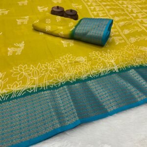 New Collection of heavy jacquard weaving border and beautiful HD kalamkari style print