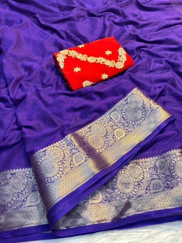 Beautiful Pure Chiffon Saree With Zari Border