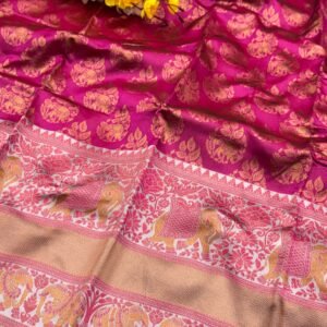 Trendy Collection Soft silk saree with copper zari weaving with beautiful rich pallu