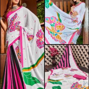 Latest Collection's In Pure Hand Printed Cotton Sarees image - 09