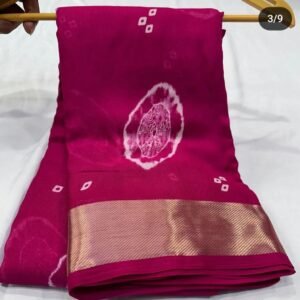 New Fancy March Melon Chiffon Saree With Jalar